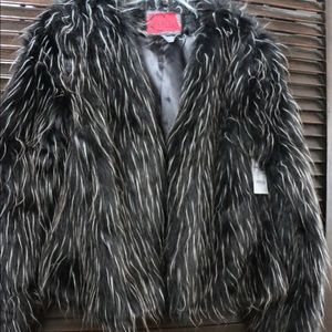 Faux leather fur jacket